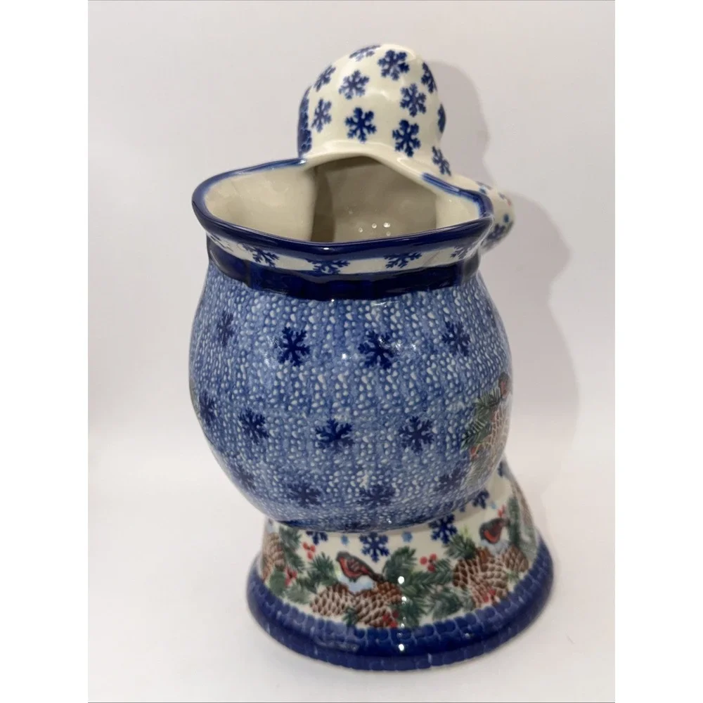 Polish Pottery Kalich SANTA CLAUS WITH BAG  Boleslawiec Artisan Table Cardinals